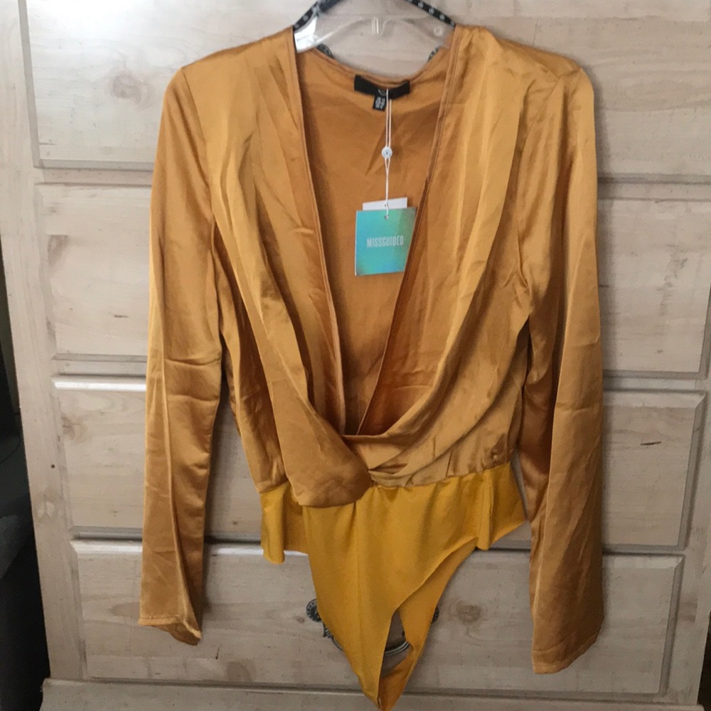 NWT Missguided satin surplise thong bodysuit